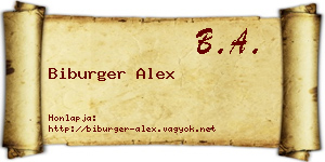 Biburger Alex névjegykártya