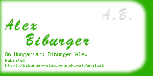 alex biburger business card